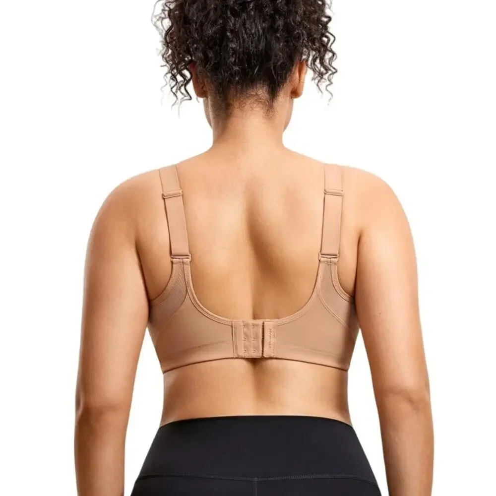 SYROKAN High Support Full Coverage High Neck Sports Bra Buff Size 36C NEW A312